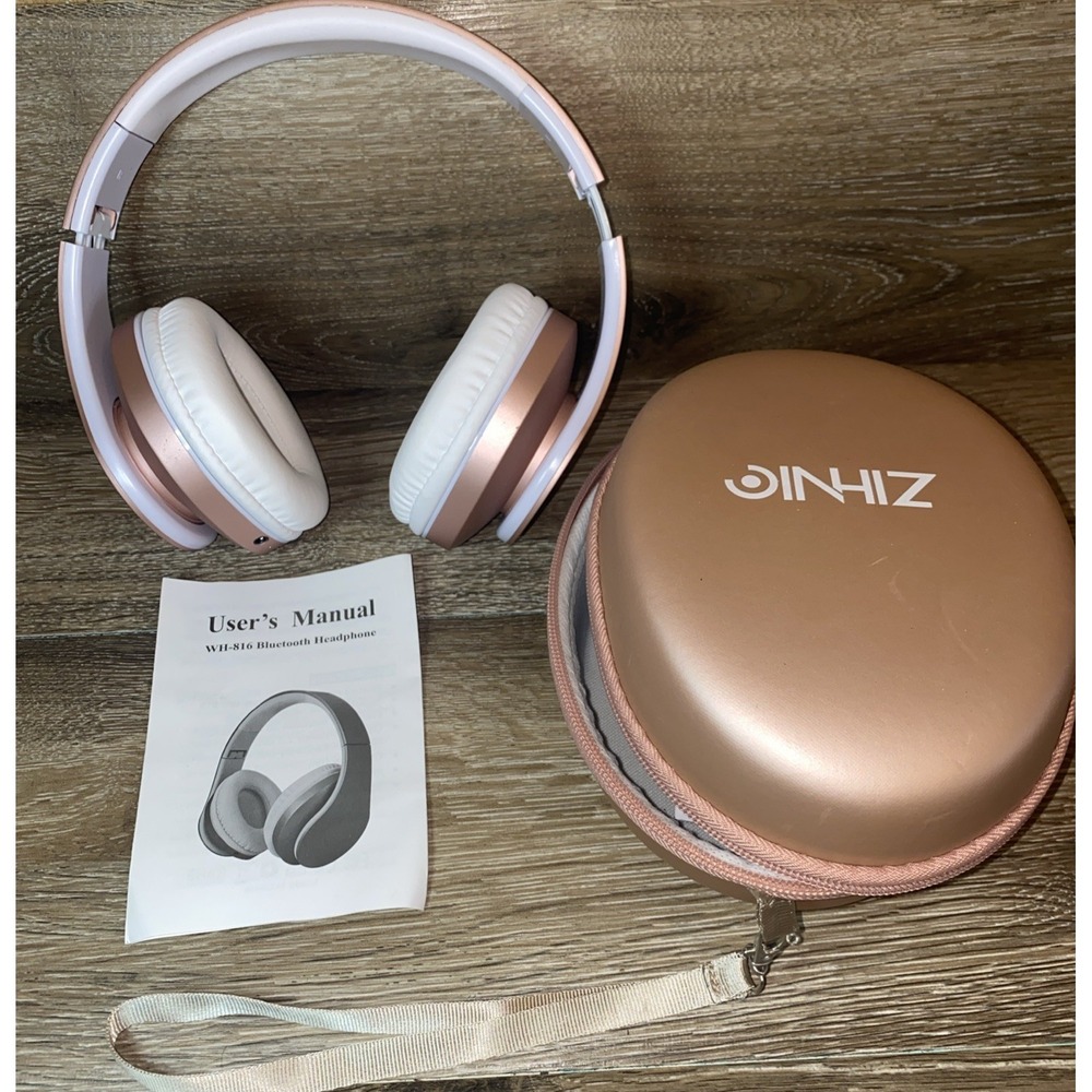 ZIHNIO - WH-816 Bluetooth Wireless Headphones‎ with Microphone (Rose Gold Pink)